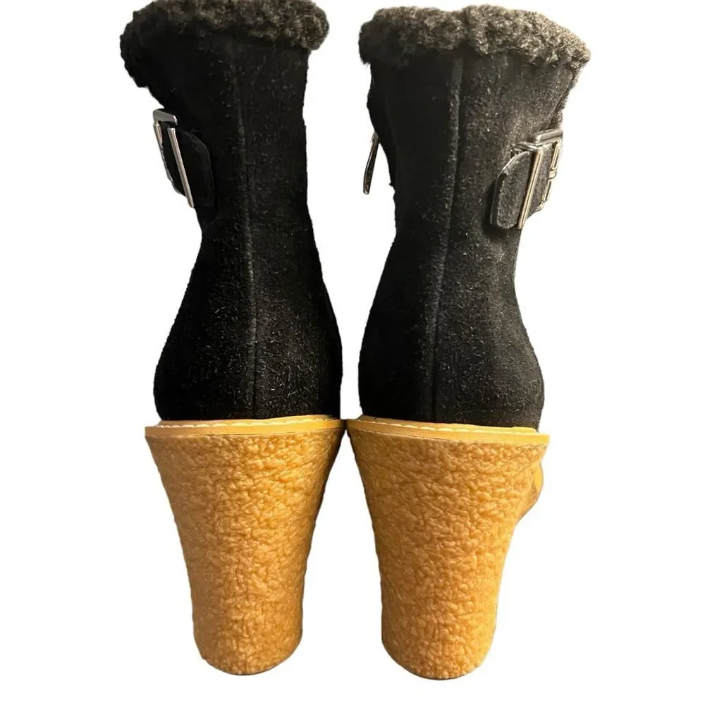 Franco Sarto Women’s Suede Wedge Boots Faux Fur Lined Size 8.5 NWOT